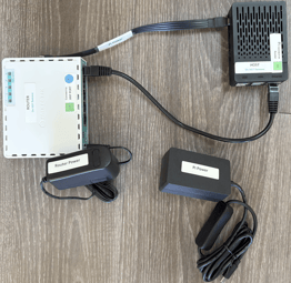 green router, pi host, power