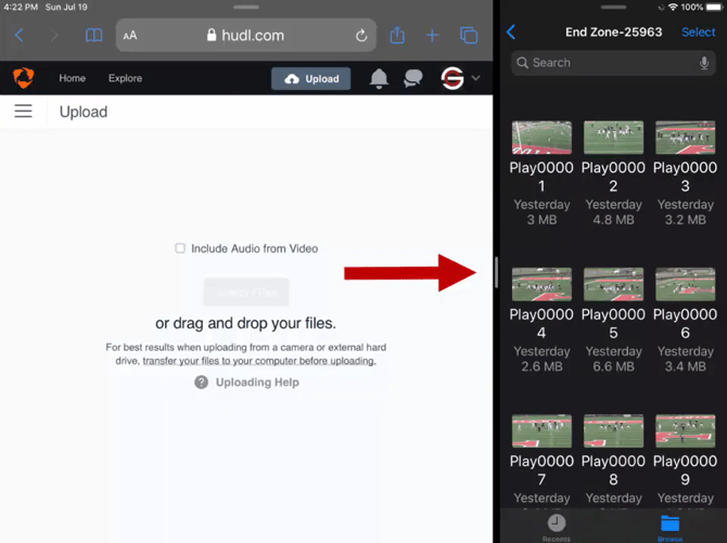 hudl files split view